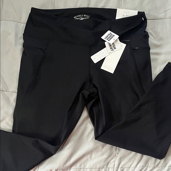 New, Beverly Hills Polo Club Jet Black Active Leggings - Picture 1 of 6